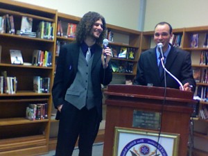 Hosts Gagliardi and Gambino entertained the crowd at today's Poetry Slam.