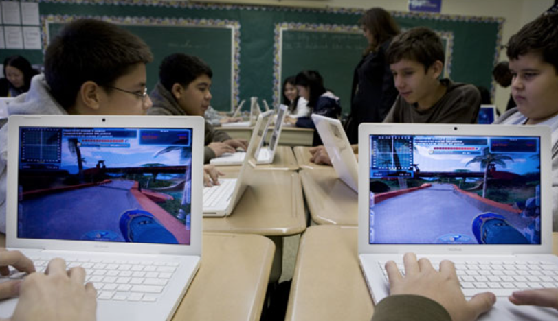 A video game helps eighth grade students in Brooklyn with their algebra skills. 